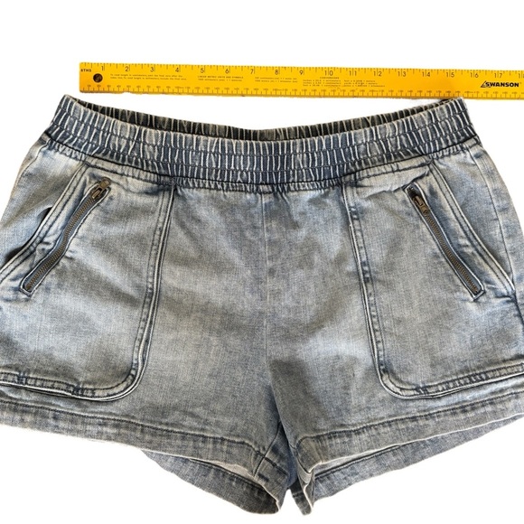 Aerie Y2K Denim Shorts Women’s Large Blue Pull On Chambray Soft Stretch - Picture 5 of 8